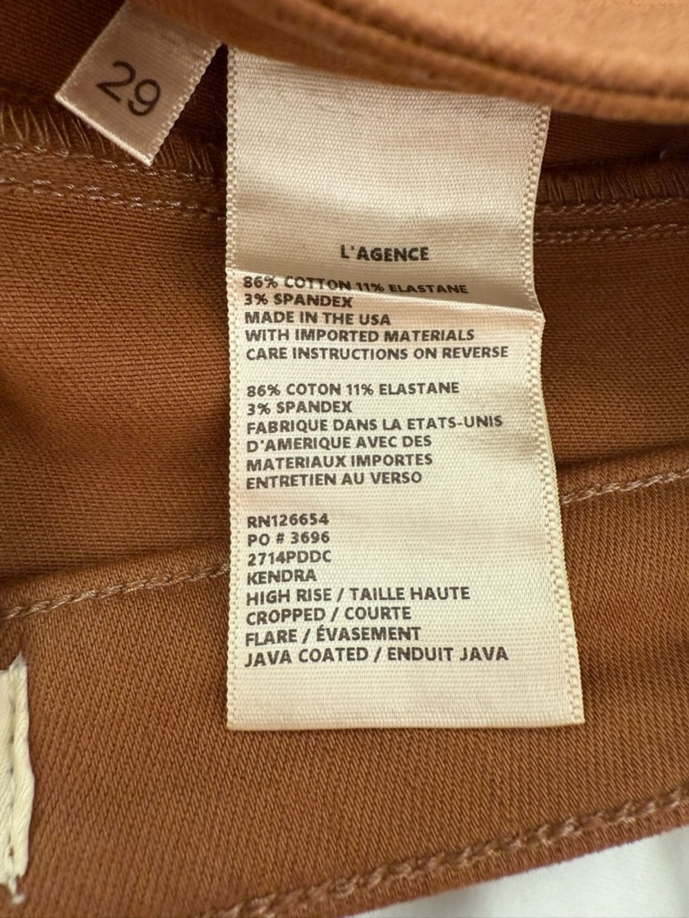 L’AGENCE Kendra High Rise Flare Cropped Jean in Java Coated Size 29 - Picture 5 of 6
